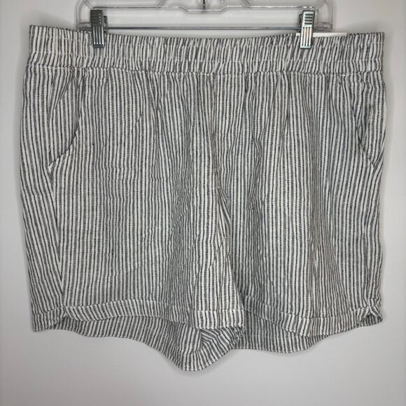 Maurices Pants - MAURICE'S NEW 5" Inseam Linen Blend Pull On Shorts Womens 18W Black White Stripe